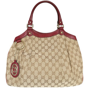 Vintage Gucci Monogram Sukey Hobo Shoulder Bag Beige / Red / Gold | NITRYL